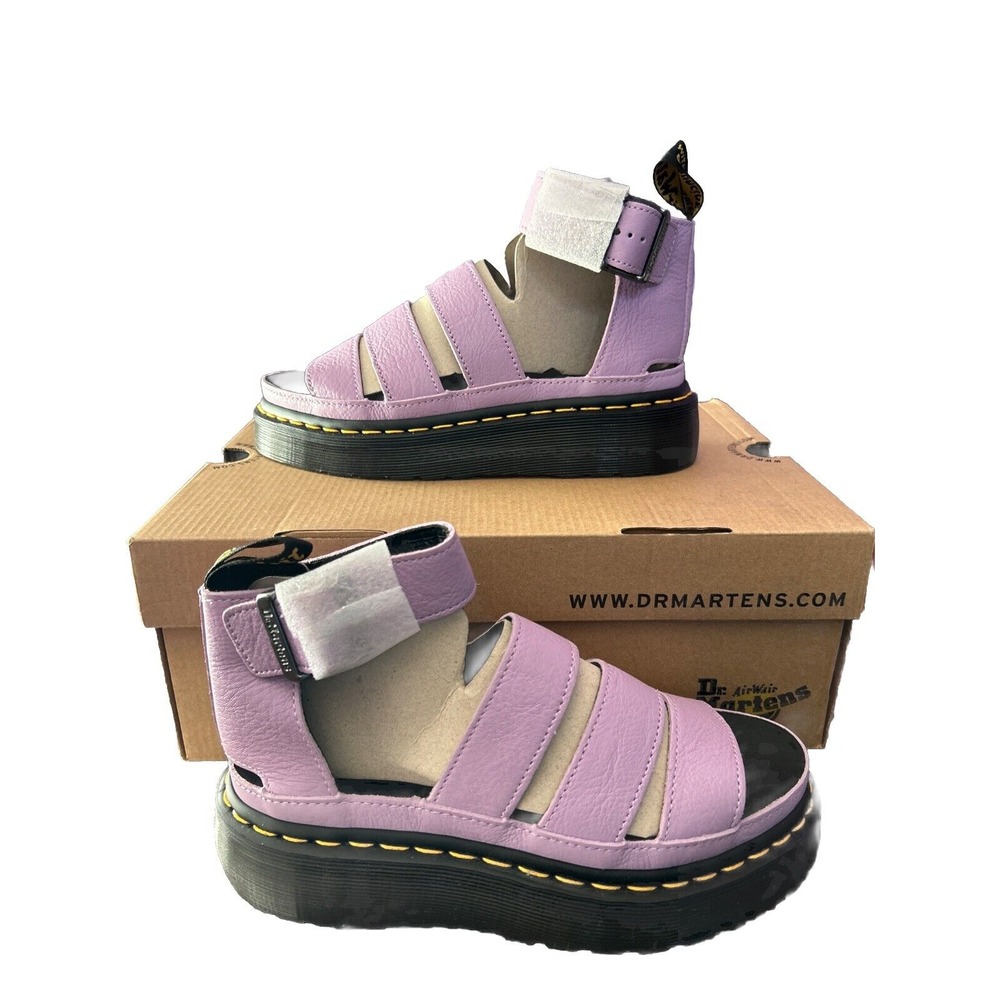 Dr Martens Clarissa II Quad Women's Lilac Purple Leather Platform Sandals US 5